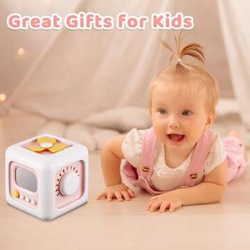 SOCBTNSO Busy Cube Toys for 1 Year Old Girl Gifts, Montessori Toys for Baby Girl