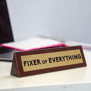 Boxer Gifts Fixer of Everything Joke Wooden Desk Plaque Sign - Funny Office Desk Accessories