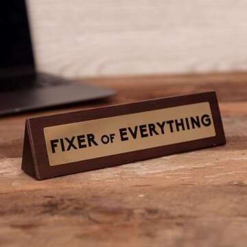 Boxer Gifts Fixer of Everything Joke Wooden Desk Plaque Sign - Funny Office Desk Accessories