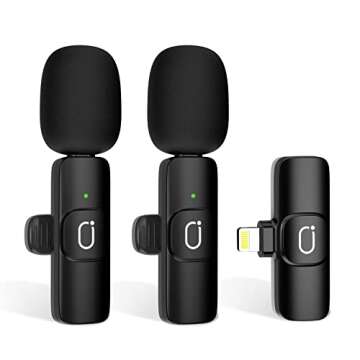 JYX 2 Pack Wireless Lavalier Microphones for iPhone,iPad - Professional Click On Microphones for Recording,Lapel Mic 2.4G Ultra-Low Delay Built-in Noise Reduction Chip for Podcasts,Vlog