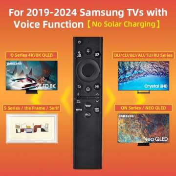 for Samsung TV Remote Replacement, for 2019-2024 Samsung Smart TV with Voice Control, for Samsung Remote Control for Smart TV. No Solarcell. 2-Year Full Warranty.