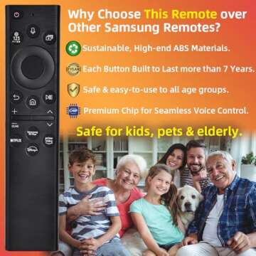 for Samsung TV Remote Replacement, for 2019-2024 Samsung Smart TV with Voice Control, for Samsung Remote Control for Smart TV. No Solarcell. 2-Year Full Warranty.