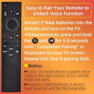 for Samsung TV Remote Replacement, for 2019-2024 Samsung Smart TV with Voice Control, for Samsung Remote Control for Smart TV. No Solarcell. 2-Year Full Warranty.