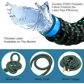 Expandable Garden Hose 75 ft Water Hose with 10 Function Spray Nozzle, Lightweight Flexible Hose with 3/4 Inch Solid Fittings and 4-Layer Latex Core, 75ft Retractable Stretch Hose, Black & Green