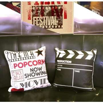 4TH Emotion Home Movie Theater Pillow Covers Set of 4