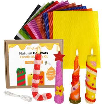 Bingfuego Kids & Adults DIY Beeswax Candle Making Kit - 12 Colors