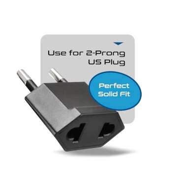 Ceptics European Plug Adapter Type C Power Adaptor, Convert from America Type A USA to EU Europe Asia Italy Plug Outlet Adapters Adaptor (6 Pack) (6PK-AE)