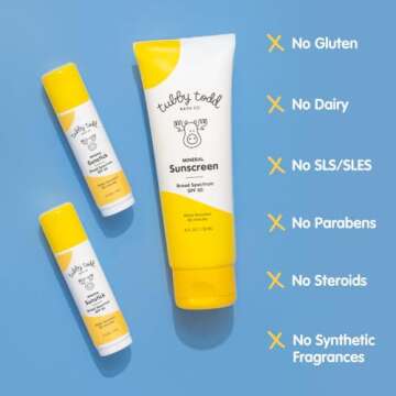 Tubby Todd Face and Body Mineral Sunscreen Kit for Baby, Toddler and Kids - Sunscreen 4 Fl Oz and Sunstick 0.5 Oz Duo Bundle - Fragrance-Free