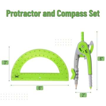 Mr. Pen- Compass and Protractor Set, Geometry Kit, Compass Protractor Set, Protractor, Compass for Geometry, Math Compass, Compass School, Math Compass and Protractor, Geometry Tools Set, Geometry Set