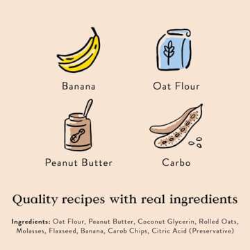 Bocce's Bakery PB Banana Chip Recipe Treats for Dogs, Wheat-Free Everyday Dog Treats, Real Ingredients, Baked in The USA, All-Natural Soft & Chewy Cookies, Peanut Butter, Bananas, & Carob, 6 oz