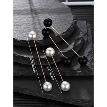 4 Pieces Sweater Shawl Clips Pearl Brooch Pins for Women Cardigan Sweater Clip Double Faux Pearl Brooches Vintage Shirts Pin for Clothes Women Girl Costume Accessory