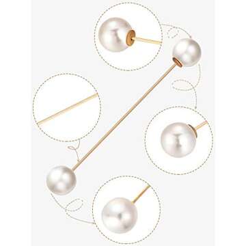 4 Pieces Sweater Shawl Clips Pearl Brooch Pins for Women Cardigan Sweater Clip Double Faux Pearl Brooches Vintage Shirts Pin for Clothes Women Girl Costume Accessory