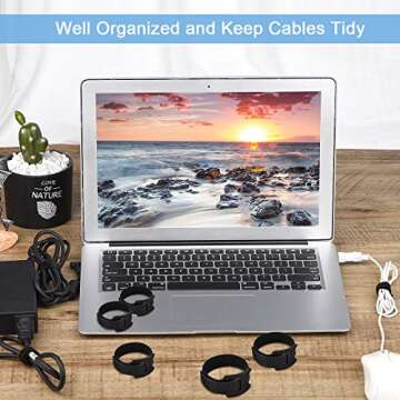 Nettbe 60 PCS 6 Inches Reusable Cable Ties, Adjustable Cord Straps, Cable Organizer, Cord Wrap and Hook Loop Cords Management - Black