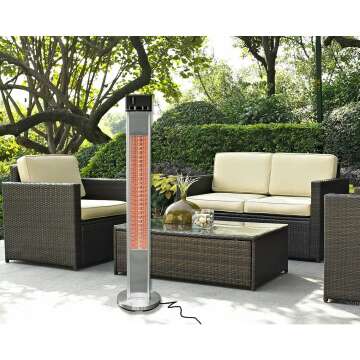 EnerG+ Infrared Electric Outdoor Heater Freestanding with Remote,Silver