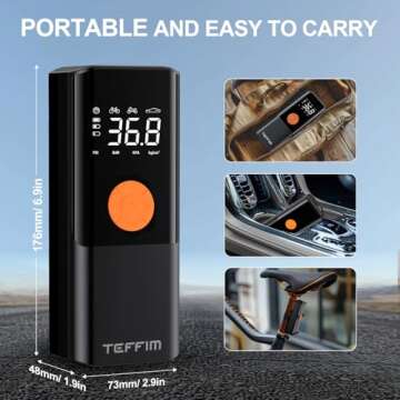 Tire Inflator Portable Air Compressor - 150PSI & 20000mAh Battery, 12V Smart Air Pump for Car Tires, 6X Tire Pump with Pressure Gauge, Auto Shut-off, Motorcycle, SUV, Bike Pump, Bicycle, Balls