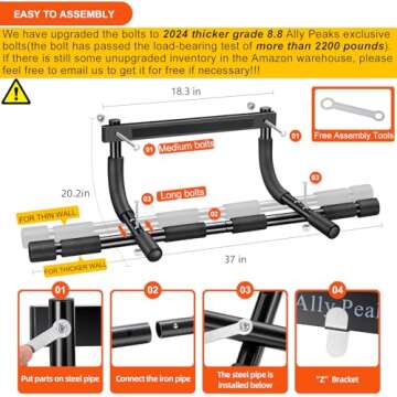 Ally Peaks 440 lbs Pull Up Bar for Doorway