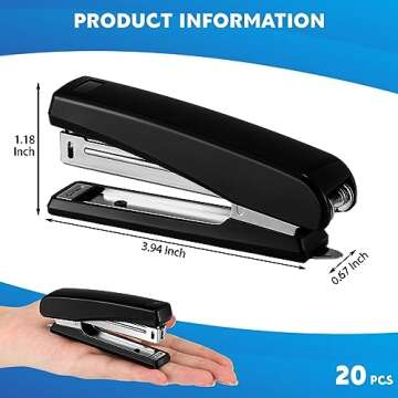 Sherr 20 Pcs Black Desk Stapler Bulk 25 Sheet Capacity Staplers Pack Hand Held Desk Stapler Students Teachers Supplies for School Office Business