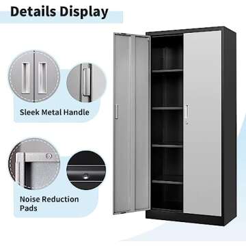 TaskStorz Steel SnapIt Cabinet, 71 Inch Metal Storage Cabinet with Locking Doors and Adjustable Shelves, Garage Cabinet, Tool Cabinets for Office and Home.