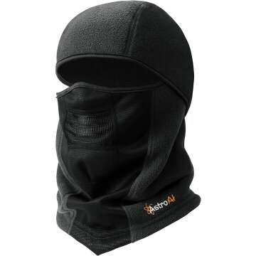 AstroAI Balaclava Ski Mask Winter Fleece Thermal Face Mask Cover for Men Women Warmer Windproof Breathable, Cold Weather Gear for Skiing, Outdoor Gear, Riding Motorcycle & Snowboarding, Black-L