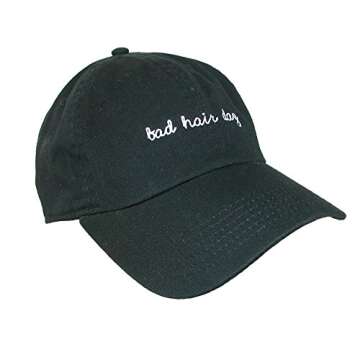 David & Young Bad Hair Day Embroidered Cotton Baseball Cap, Black