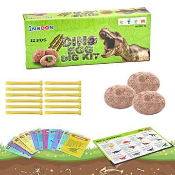 Insoon Dinosaur Toys Dinosaur Eggs Dig Kit Discover 12 Baby Dinos Archaeology and Paleontology Learning Kids Toys for 6 7 8 Year Old Boys Girls