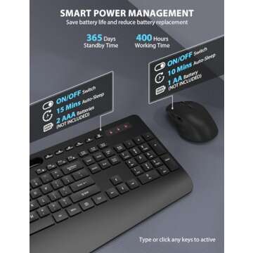 Wireless Keyboard and Mouse Combo - Full-Sized Ergonomic Keyboard with Wrist Rest, Phone Holder, Sleep Mode, Silent 2.4GHz Cordless Keyboard Mouse Combo for Computer, Laptop, PC, Mac, Windows -Trueque