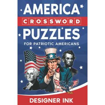 America Crossword Puzzles: PEOPLE, STATES, HISTORY, HOLLYWOOD. American Art Interior. Easy to Hard Words. ALL AGES Activity.