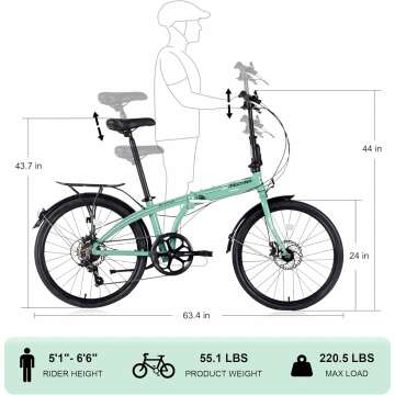 ZUKKA Folding Bike with 7 Speed & Dual Disc Brake