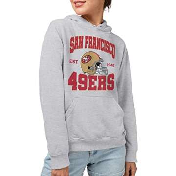 Junk Food Clothing x NFL - San Francisco 49ers - Team Helmet - Unisex Adult Pullover Fleece Hoodie for Men and Women - Size Small