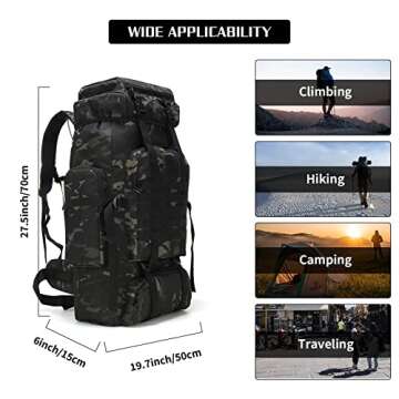 W WINTMING Hiking Backpack for Men 70L Camping Backpack Military Rucksack Molle 3 Days Assault Pack for Climbing