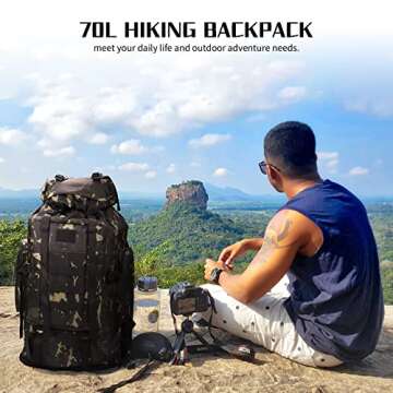 W WINTMING Hiking Backpack for Men 70L Camping Backpack Military Rucksack Molle 3 Days Assault Pack for Climbing