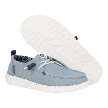 Hey Dude Women's Wendy Chambray Light Blue Size 5, Women’s Shoes, Women’s Slip-on Loafers, Comfortable & Light-Weight