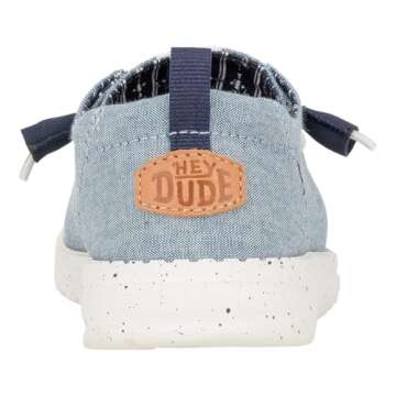 Hey Dude Women's Wendy Chambray Light Blue Size 5, Women’s Shoes, Women’s Slip-on Loafers, Comfortable & Light-Weight