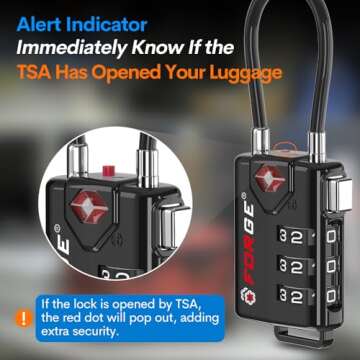 TSA Approved Cable Luggage Locks, Re-settable Combination with Alloy Body