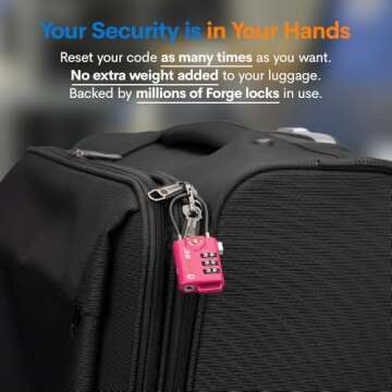 TSA Approved Cable Luggage Locks, Re-settable Combination with Alloy Body