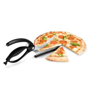 Dreamfarm Scizza 2-In-1 Easy Ergonomic Pizza Scissors with Stainless Steel Pizza Cutter Blades & Non-Stick Slice Server - Red