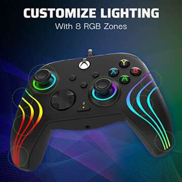 PDP Gaming Afterglow™ Wave Enhanced Wired Controller for Xbox Series X|S, Xbox One and Windows 10/11 PC, advanced gamepad video game controller, Officially Licensed by Microsoft for Xbox, Black