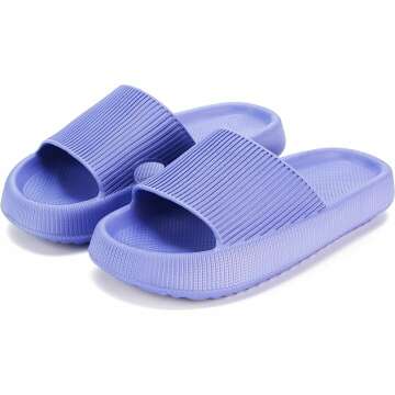 Cloud Slippers for Women and Men, Rosyclo Massage Shower Bathroom Non-Slip Quick Drying Open Toe Super Soft Comfy Thick Sole Home House Cloud Cushion Slide Sandals for Indoor & Outdoor Platform Shoes