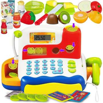 FUNERICA Cashier Toy Playset - Interactive Cash Register with Sounds