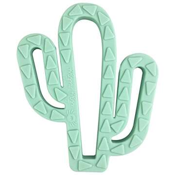 Itzy Ritzy Silicone Baby Teether – BPA-Free Infant Teether with Easy-to-Hold Design & Textured Back Side to Massage & Soothe Sore, Swollen Gums - Teething Toy for 3 Months & Up - Cactus