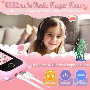 Kids Smart Phone for Girls, Toddler Toys for 3-10, Touchscreen HD Dual Camera Kids Toys Phone for with Music Player, Games, 16GB SD Card, Christmas Birthday Gifts, Pretend Play Smartphone for Kids