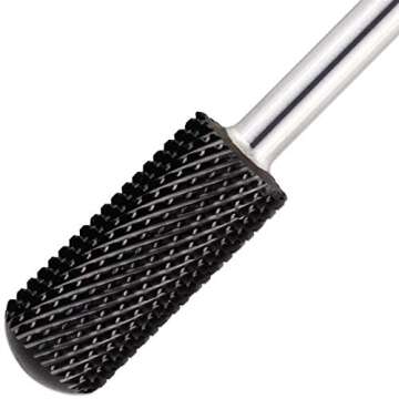 PANA Smooth Top Small Barrel 3/32" Shank Size - (DLC Black, Medium Grit) - Fast remove Acrylic or Hard Gel Nail Drill Bit for Manicure Pedicure Salon Professional or Beginner