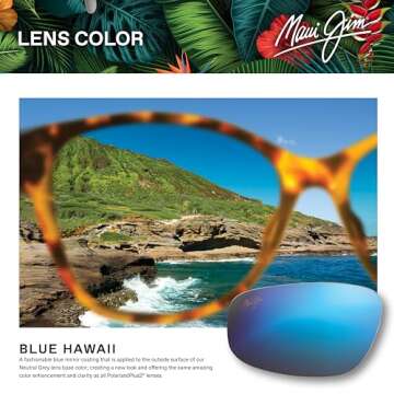 Maui Jim Men's and Women's Barrier Reef Polarized Wrap Sunglasses, Blue w/Turquoise/Blue Hawaii, Medium