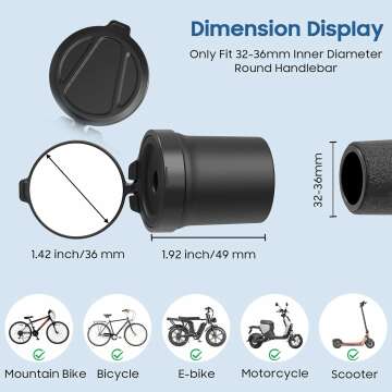 MoKo 2 Pcs Bike Mirrors, 360° Rotatable Bicycle Mirrors for Handlebars Convenient Safe Rearview Mirror Durable Acrylic Silicone Mirror for Mountain Bike Bicycle E-bike Motorcycle Round Handlebar