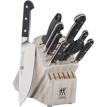 ZWILLING Pro 10-piece Knife Block Set in Rustic White - Precision & Style