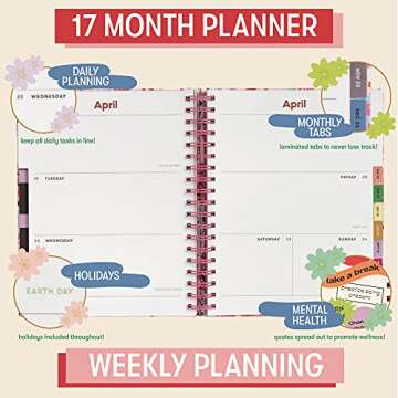 Ban.do 17 Month 2021-2022 Large Daily Planner with Weekly & Monthly Views, Dated Aug 2021 - Dec 2022, Hardcover Self-Care Agenda with Stickers & Wellness/Reflection Pages, I Am Very Busy (pink)