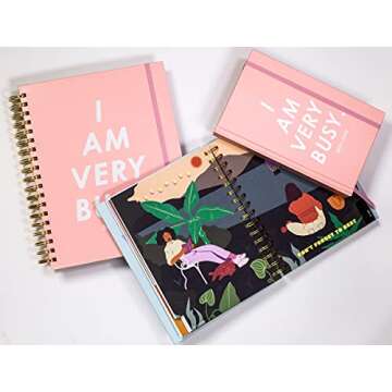 Ban.do 17 Month 2021-2022 Large Daily Planner with Weekly & Monthly Views, Dated Aug 2021 - Dec 2022, Hardcover Self-Care Agenda with Stickers & Wellness/Reflection Pages, I Am Very Busy (pink)