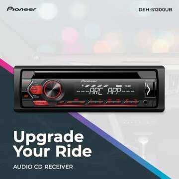 Pioneer DEH-S1200UB Single Din CD Receiver with USB/AUX Inputs, Android Compatibility Only, in-Dash Device Charging, 2-Channel Preamp Output