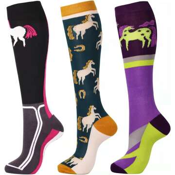 Harrison Howard 3 Pairs Premium Quality Equestrian Riding Socks for Horse Riding &Tall Boot Knee High Socks for Women