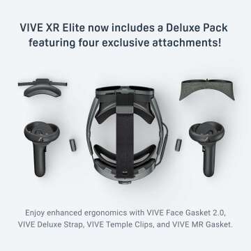 HTC VIVE XR Elite with Deluxe Pack — Mixed Reality and PC VR Headset + Controllers